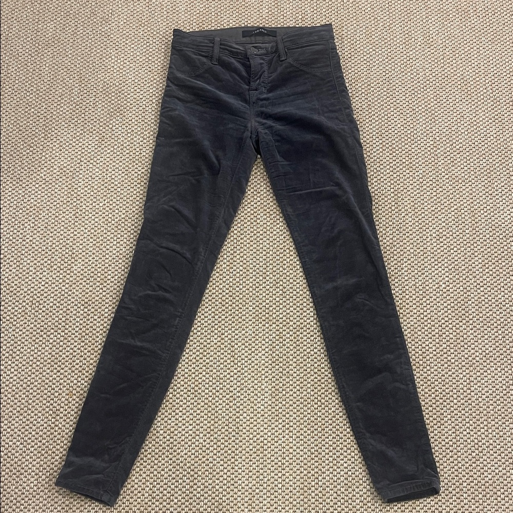 J Brand Dark Gray High Rise Corduroy Velvet Skinny Pants